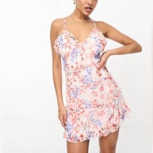 ASOS Floral Mini Dress - Pink and Blue